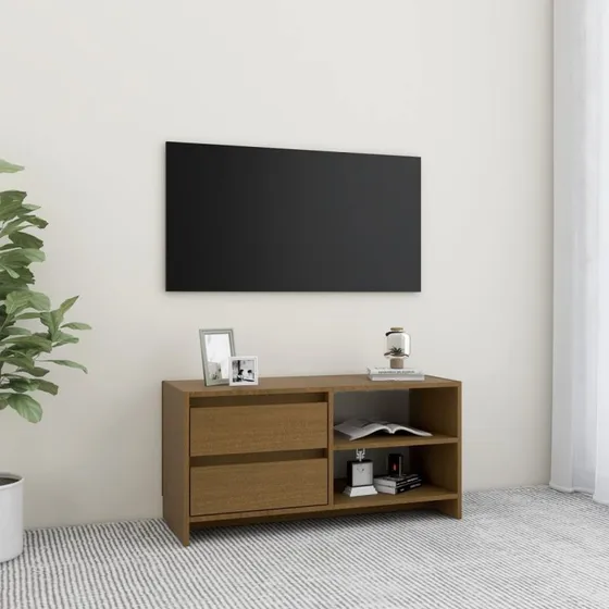vidaXL TV-skab 80x31x39 cm i massivt fyrretræ, honningbrun