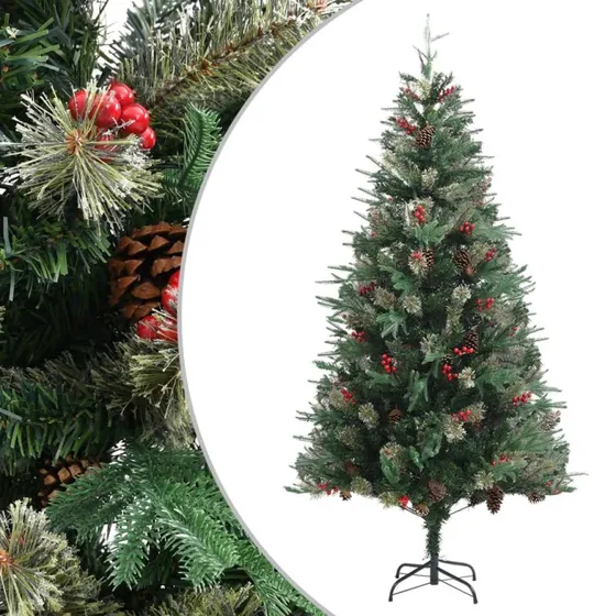 vidaXL juletræ med grankogler 225 cm PVC/PE grøn