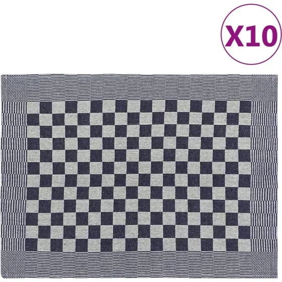 Viskestykker 50x70 cm 10 stk, bomuld - blå/hvid