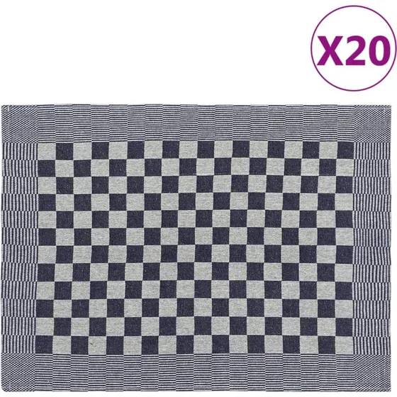 vidaXL viskestykker 20 stk 50x70 cm 100% bomuld bl/hvid