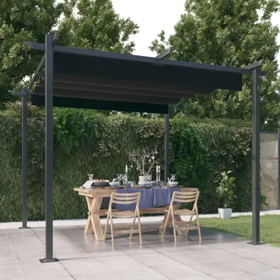 vidaXL havepavillon 3x3 m med sammenrulleligt tag – antracit