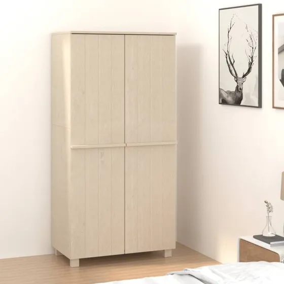 vidaXL klædeskab HAMAR 89x50x180 cm massivt fyrretræ honningbrun