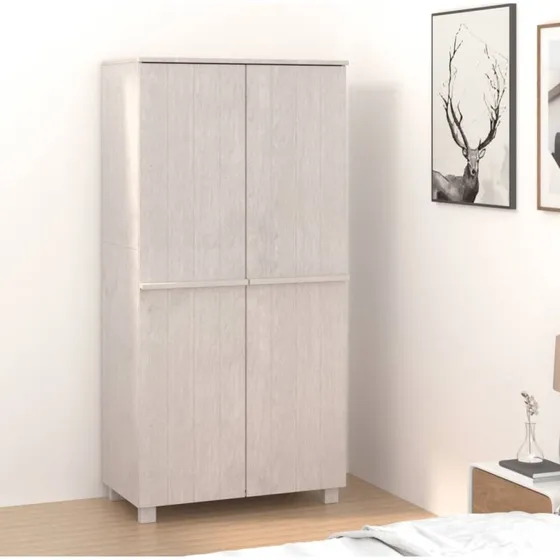 vidaXL klædeskab HAMAR 89x50x180 cm massiv fyrretræ hvid