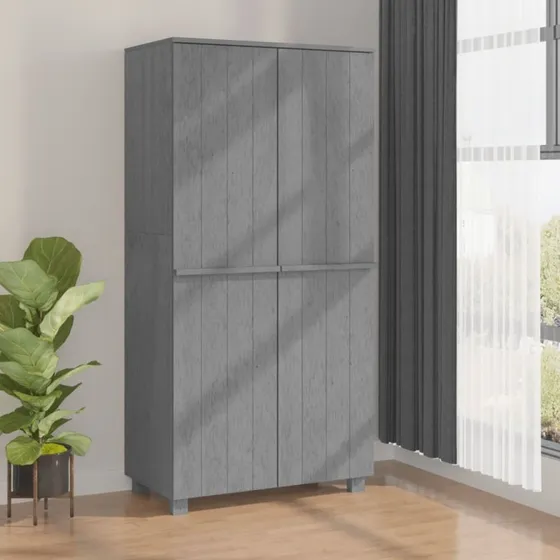 vidaXL Klædeskab HAMAR 89x50x180 cm, massivt fyrretræ mørkegrå