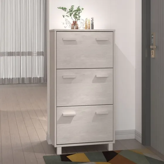 vidaXL skoskab HAMAR 59,5x35x117 cm massivt fyrretræ hvid