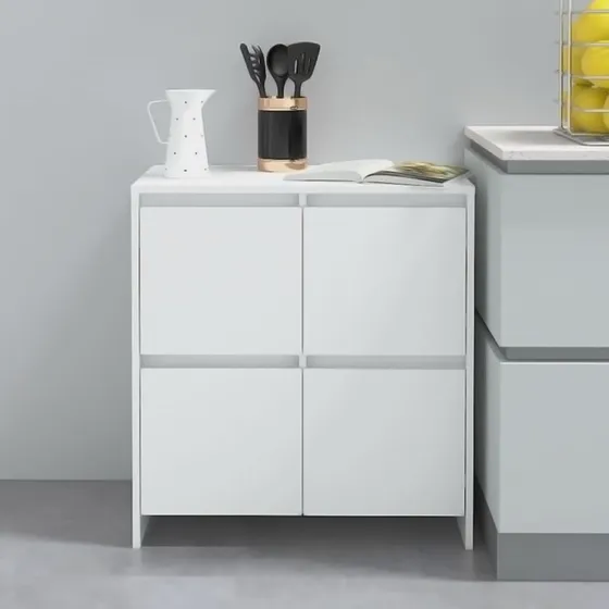 vidaXL skænk 70x41x75 cm konstrueret træ hvid, 4 låger