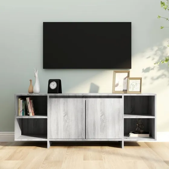 vidaXL TV-skab 130x35x50 cm konstrueret træ, grå Sonoma-eg