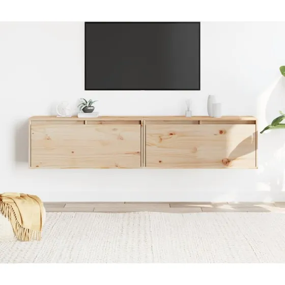 vidaXL vægskabe 2 stk. 80x30x35 cm massivt fyrretræ