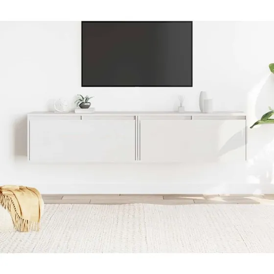 vidaXL Vægskabe 2 stk. 80x30x35 cm massivt fyrretræ hvid