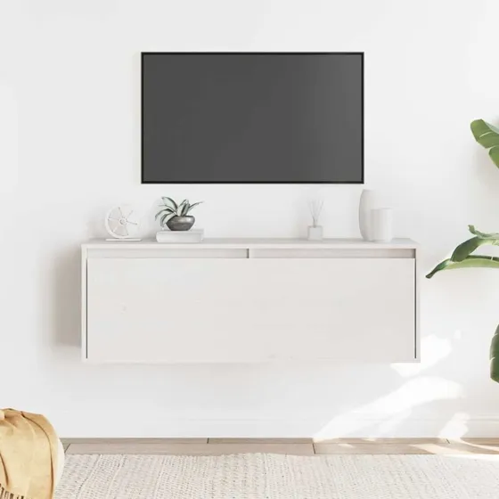 vidaXL vægskab 100x30x35 cm massivt fyrretræ hvid
