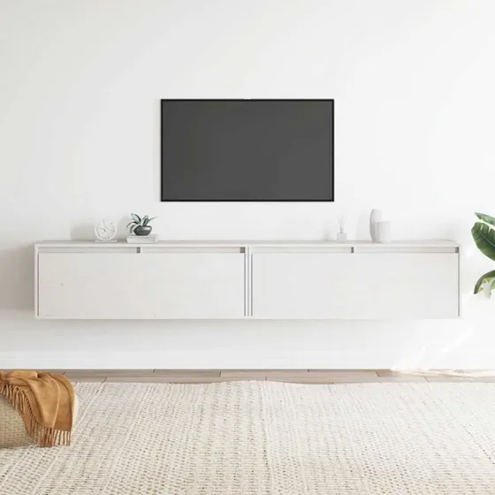 vidaXL vægskabe 2 stk 100x30x35 cm massivt fyrretræ hvid
