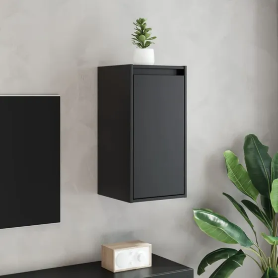 vidaXL Vægskabe 2 stk. 30x30x60 cm massivt fyrretræ sort