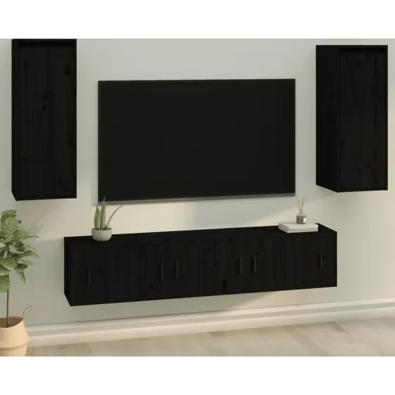 vidaXL vægskabe 2 stk. 30x30x60 cm massivt fyrretræ, sort