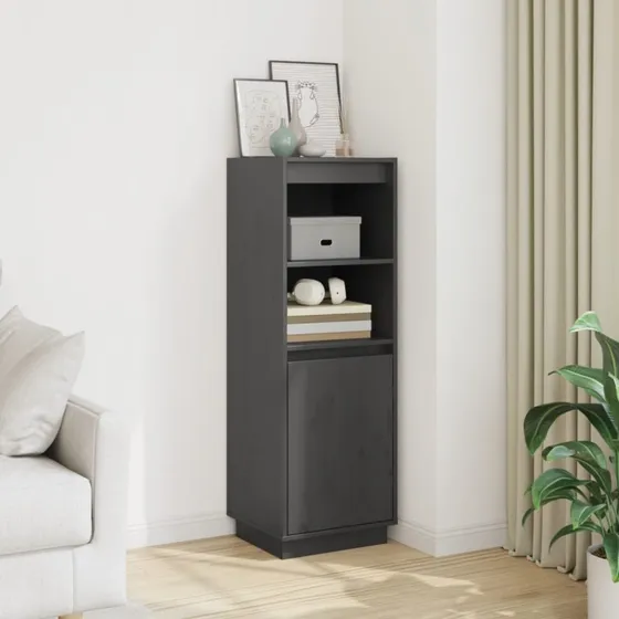 vidaXL skænk 37x34x110 cm massivt fyrretræ, grå