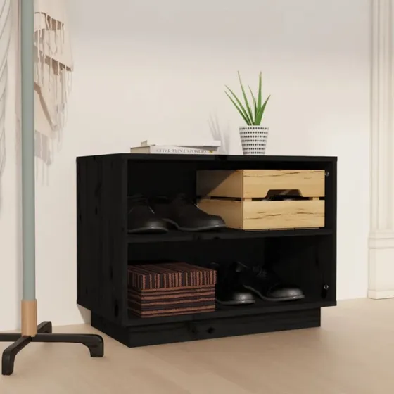 vidaXL skoreol i massivt fyrretræ 60x34x45 cm - sort