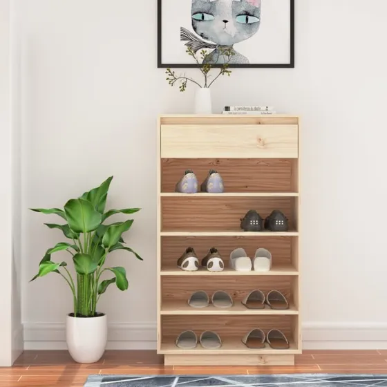 vidaXL skoreol 60x34x105 cm i massivt fyrretræ