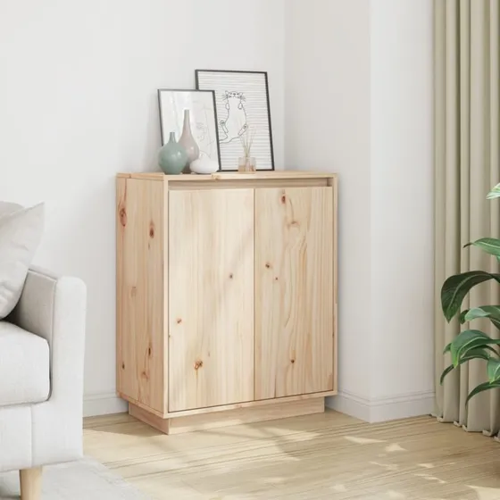 vidaXL skænk 60x34x75 cm massivt fyrretræ natur