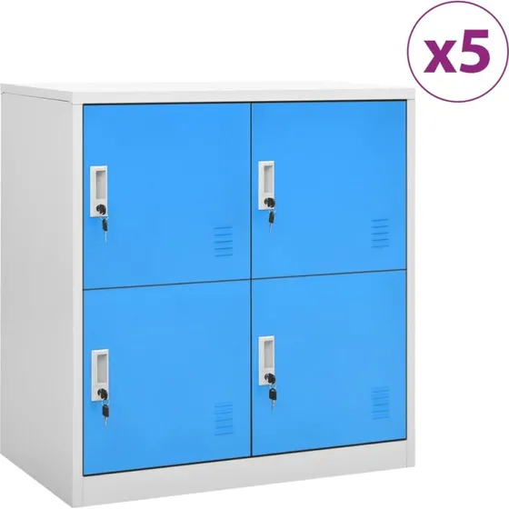 vidaXL 5 stk. stålskabe 90x45x92,5 cm - lysegrå/blå