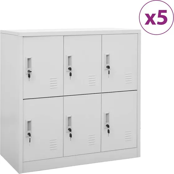 vidaXL 5 stk. stålskabe 90x45x92,5 cm lysegrå
