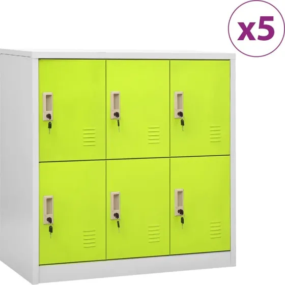 vidaXL skabe 5 stk. 90x45x92,5 cm stål lysegrå og grøn