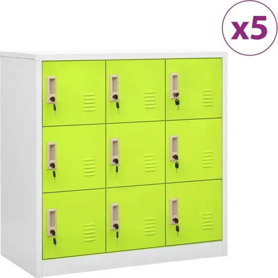 vidaXL skabe 5 stk. 90x45x92,5 cm stål lysegrå/grøn