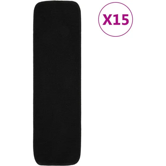 vidaXL skridsikre trappemåtter 15 stk 75x20 cm, sort