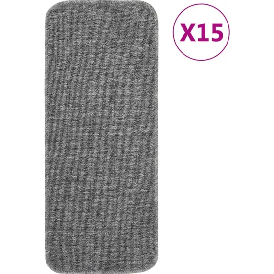 vidaXL skridsikre trappemåtter 15 stk. 60x25 cm grå