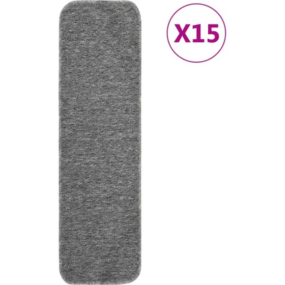 vidaXL skridsikre trappemåtter 15 stk 75x20 cm rektangulær grå