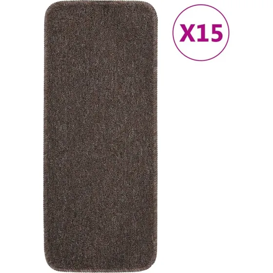 vidaXL skridsikre trappemåtter 15 stk 60x25 cm, brun