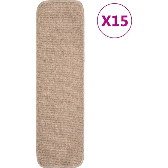 vidaXL skridsikre trappemåtter 15 stk. 75x20 cm beige