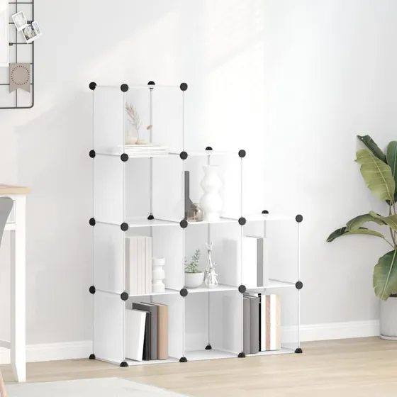 vidaXL kubeopbevaring 9 stk. PP transparent 95,5×31,5×124 cm