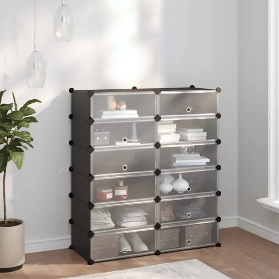 vidaXL skoreol 94,5x36,5x106 cm PP - sort