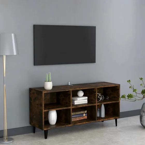 vidaXL tv-bord med metalben 103,5x30x50 cm sonoma-eg