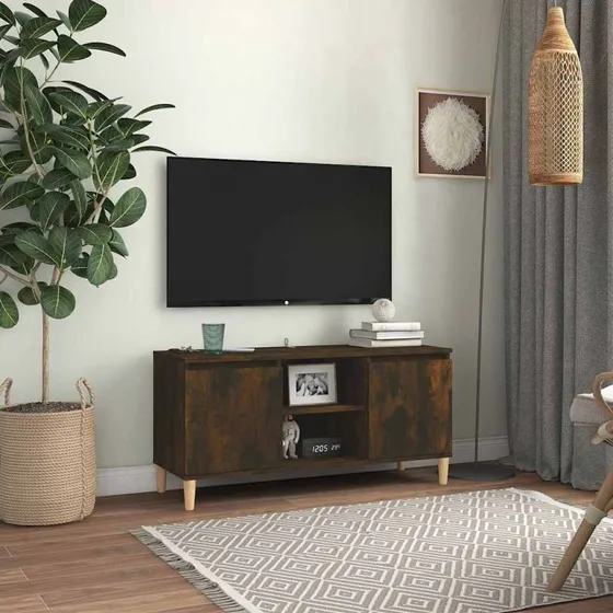 vidaXL TV-bord 103,5x35x50 cm – røget eg, massive træben