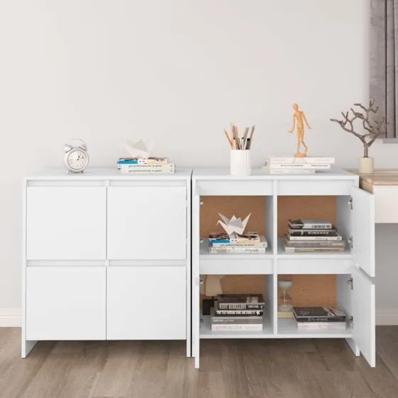 vidaXL Skænk 2 stk. 70x41x75 cm konstrueret træ hvid