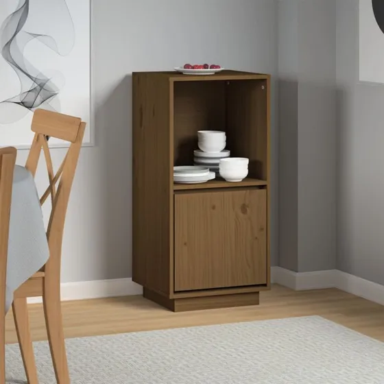 vidaXL sknk 38x35x80 cm massivt fyrretr gyldenbrun