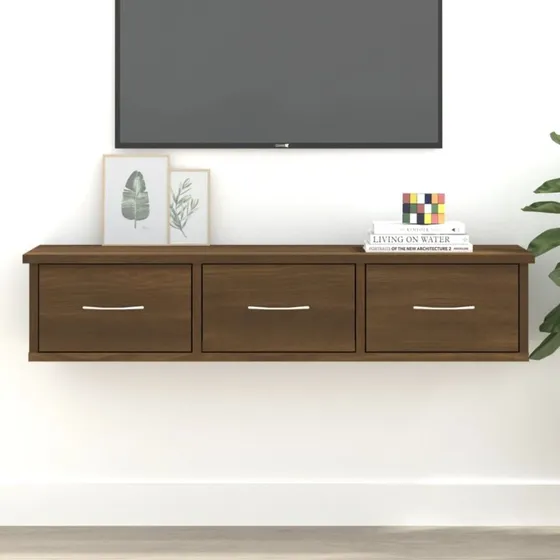 vidaXL vægskab med 3 skuffer 88x26x18,5 cm brun egetræsfarve
