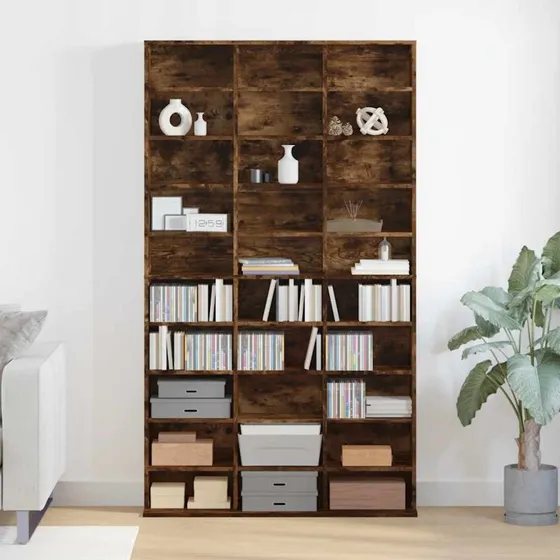 vidaXL CD-reol 102x23x177,5 cm konstrueret træ, røget egetræ
