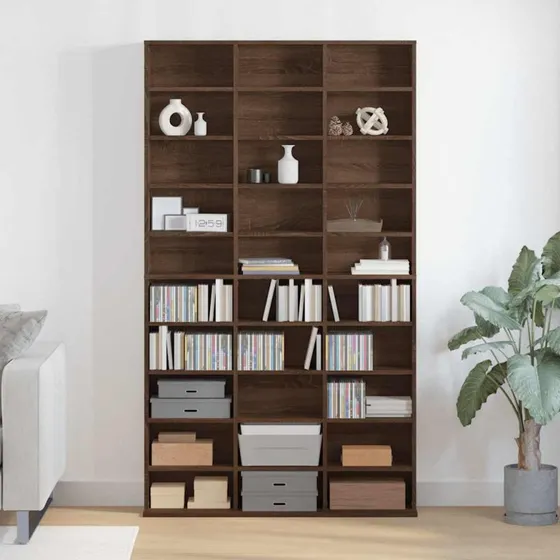vidaXL CD-reol 102x23x177,5 cm konstrueret træ, brun egetræsfarve