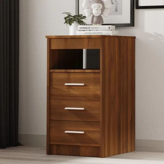 vidaXL skuffeskab 40x50x76 cm konstrueret træ brun egetræ
