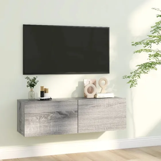 vidaXL væghængt tv-bord 100x30x30 cm grå Sonoma-eg