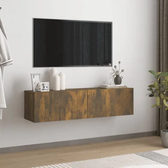 vidaXL væghængt tv-bord 120x30x30 cm røget egetræ