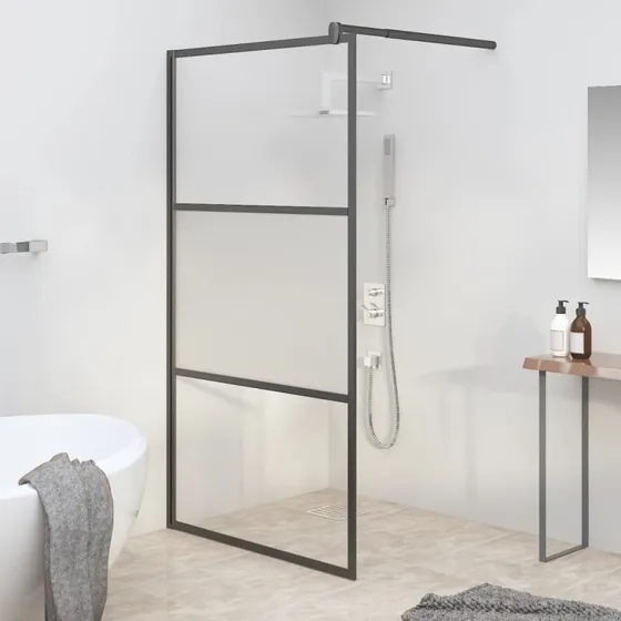 vidaXL brusevg 100x195 cm halvmatteret sikkerhedsglas, sort