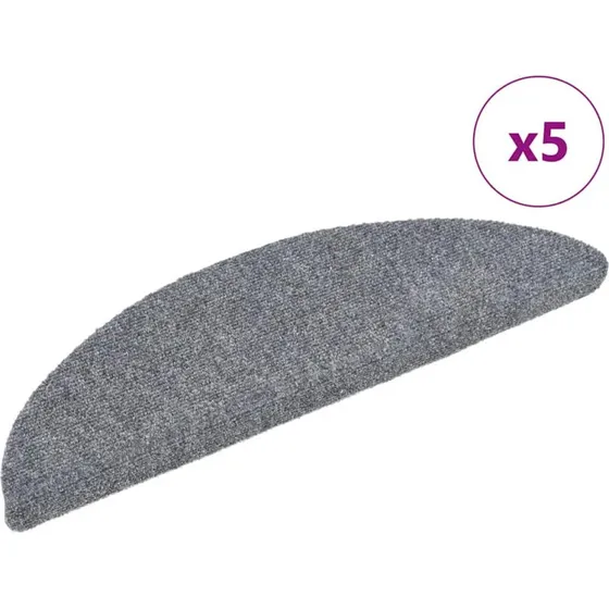 vidaXL selvklbende trappemtter 5 stk. 56x17x3 cm lysegr