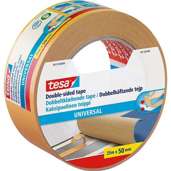 Tesa Universal dobbeltklæbende tæppetape 25 m x 50 mm
