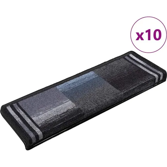 vidaXL selvklbende trappemtter 10 stk. 65x21x4 cm, sort/gr