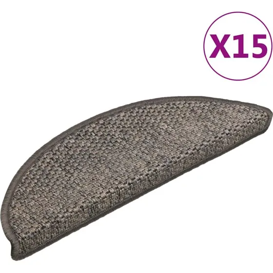 vidaXL selvklbende trappemtter 15 stk 56x17x3 cm sisal gr-beige
