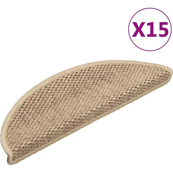 vidaXL Selvklæbende trappemåtter 15 stk 56×17×3 cm Sisal-look sand