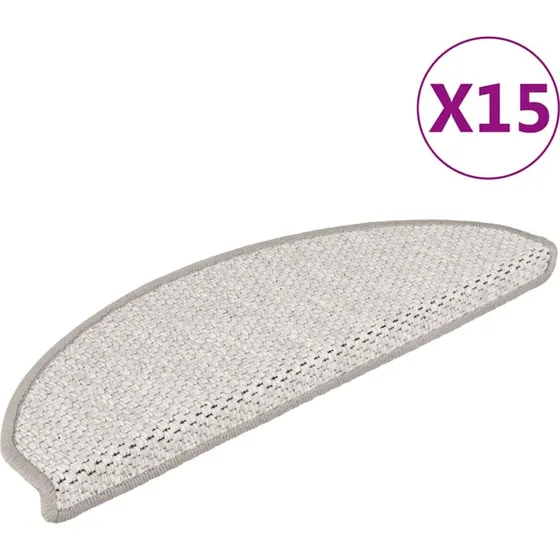 vidaXL selvklbende trappemtter 15 stk. 65x21x4 cm sisal-look platina