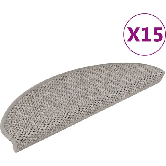 vidaXL selvklæbende trappemåtter 15 stk 65x21x4 cm sisal-look sølv